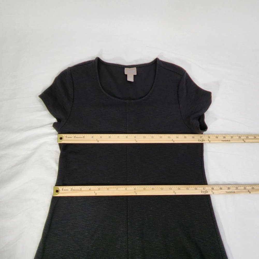 CHICO'S Black Seamed Tee Mixi Dress with Asymmetrical Hem Size 1 (8/M) LIKE NEW - Picture 13 of 16